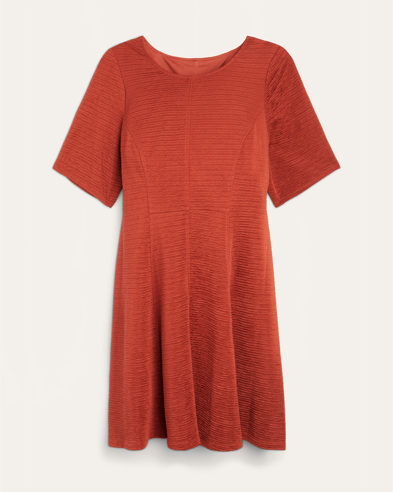 Front of plus size Melonie Knit Fit and Flare Dress by Sandra Darren | Dia&Co | dia_product_style_image_id:173902